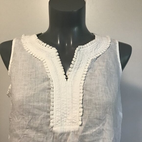 Talbots Petites White Linen Sleeveless Top Size S - Picture 2 of 12